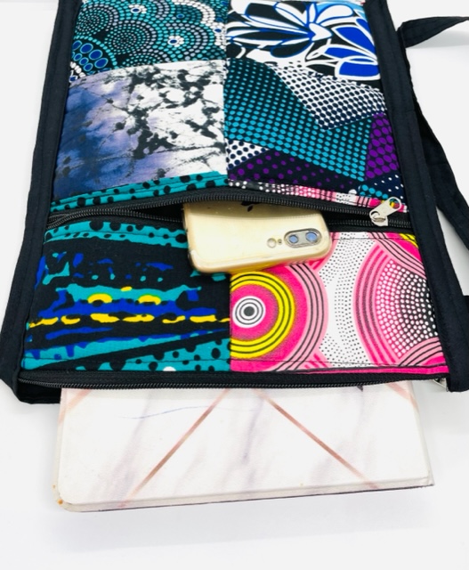 Handmade fabric bag-Blue/Green - Image 2