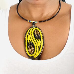 Africa Masai Pendant Necklace-Yellow/Black
