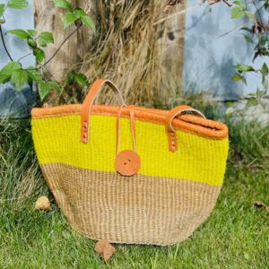 Kenyan  Kiondo  Wome's Sisal Bag -Natural/Yellow