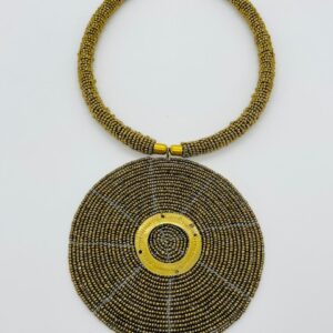 Beaded Masai Pendant Necklace -Gold