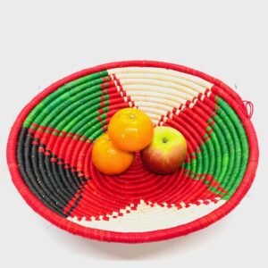 African Wicker Fruit Basket- Red/Green