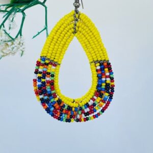 Ethnic Tribal Masai Beaded Earrings.- Yellow