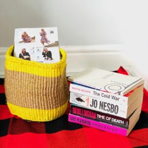 Kenya wicker plant pot/storage basket - Yellow