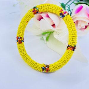 Maasai Beaded Bracelet Bangle -Yellow