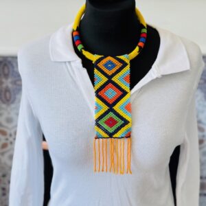 Africa Masai Bead Long Necklace -Yellow Multi