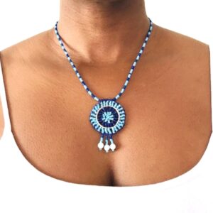 Beaded Masai Pendant Necklace -Blue