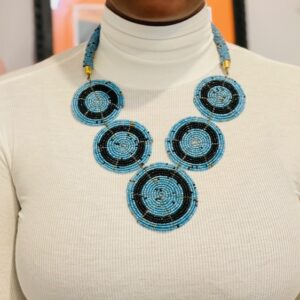 Africa Masai Statement Bead Necklace -Blue