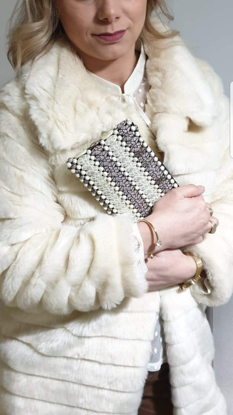 Africa Clutch Women Bag - White/Brown
