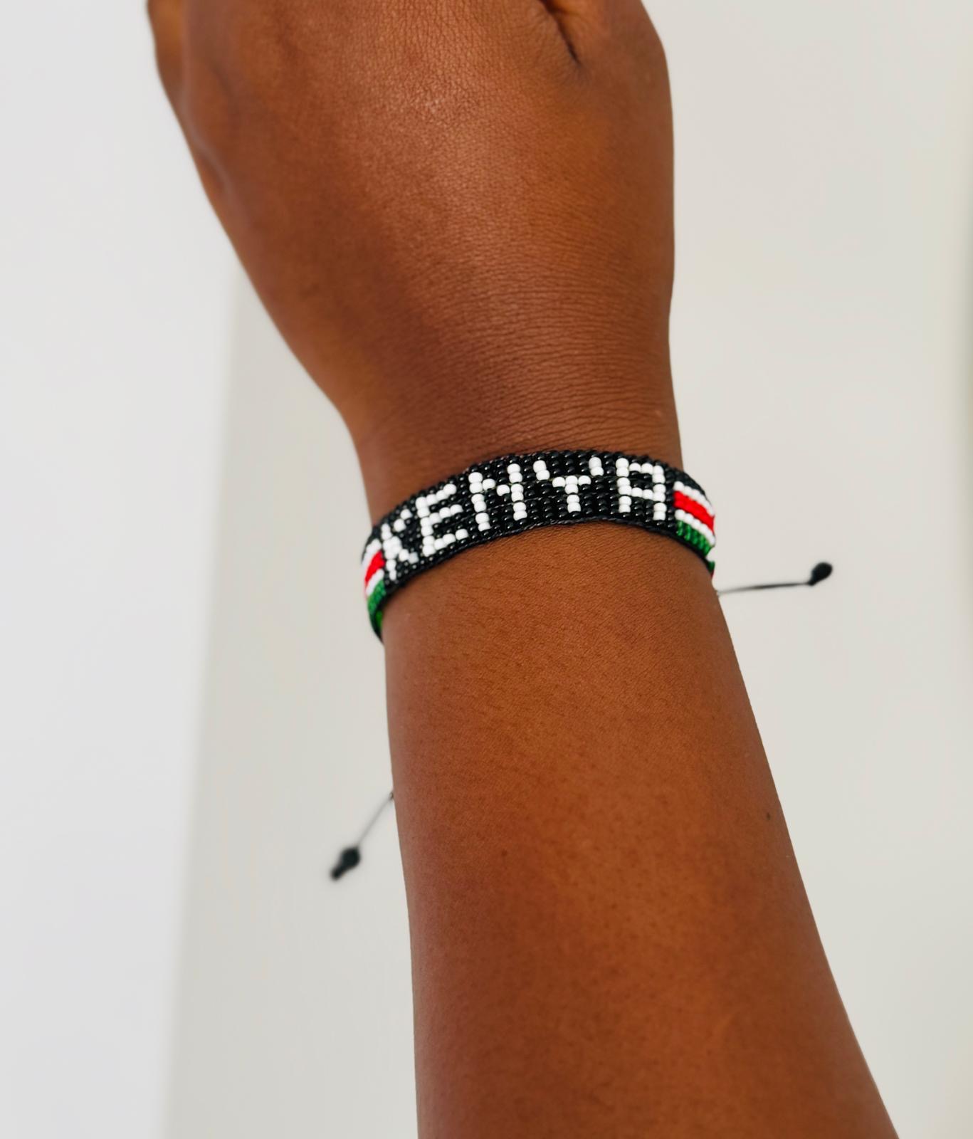 Kenyan Adustable Flag Bangle Bracelets-Green - Image 2