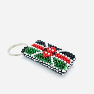 Kenya Flag Beads Keyrings-Red/Green