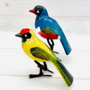 Carved Handcrafted Wooden Birds-Set of 2