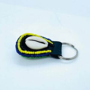 Africa leather Shell Keychain-Green/Yellow