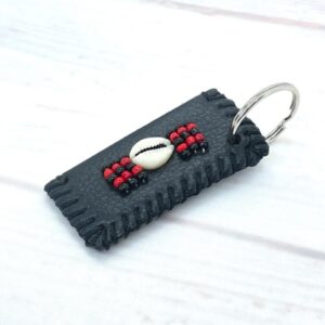 Africa Leather Shell Keyring- Black