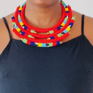 Handmade Maasai choker,Africa Beads Jewellery-Red
