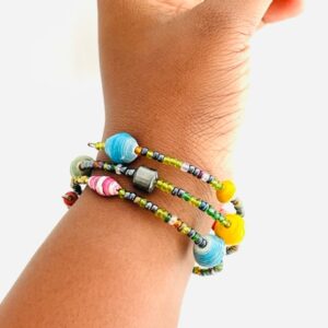 Africa Handmade Coil Spiral Bead Bracelet - Multi