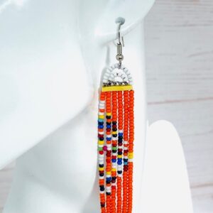 Maasai Beaded Dangle Earrings- Orange